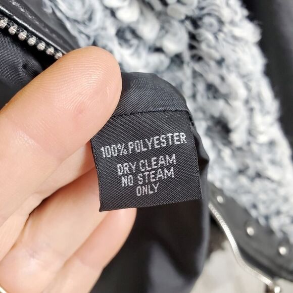 Mishca Vegan Leather Faux Fur Studded Jacket Size Small - Picture 8 of 12